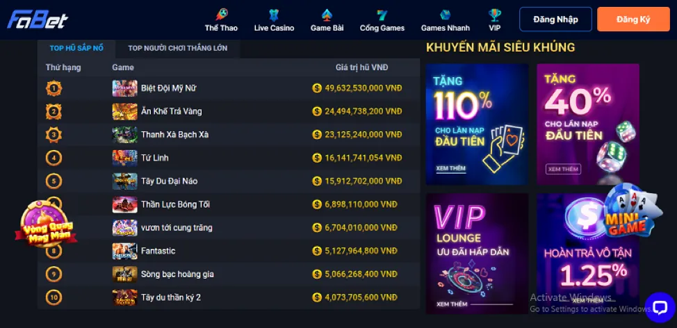 Tìm và nhấn nút Đăng Nhập trên 33win9